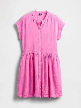 Crinkle Gauze Mini Shirtdress | Gap (US)