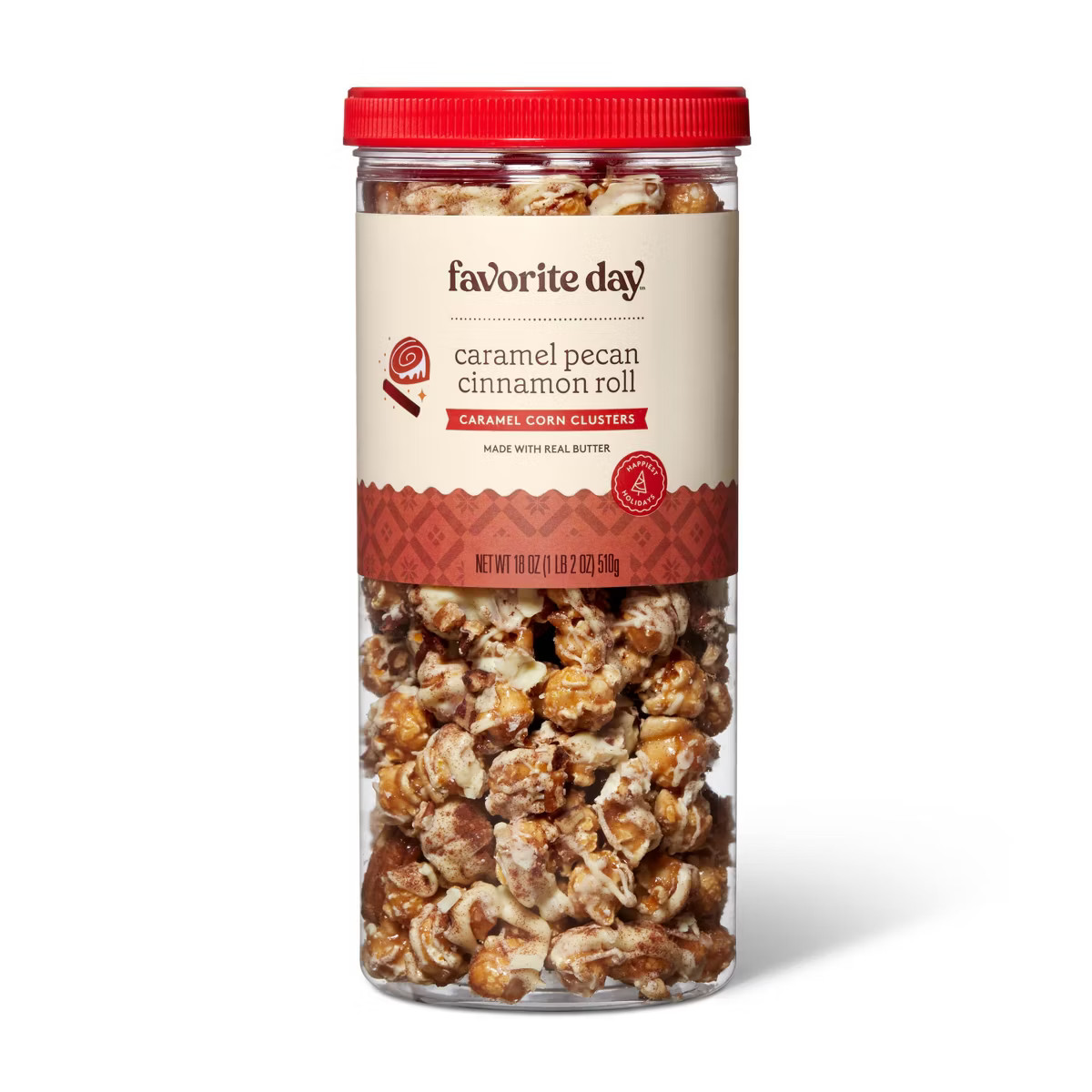 Holiday Caramel Pecan Cinnamon Roll Caramel Corn Clusters - 18oz - Favorite Day™ | Target