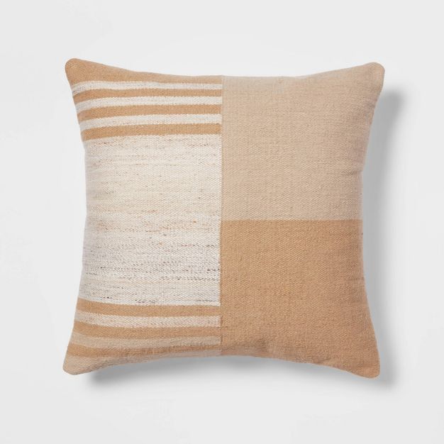 Oversized Blocked Square Throw Pillow Neutral - Threshold&#8482; | Target