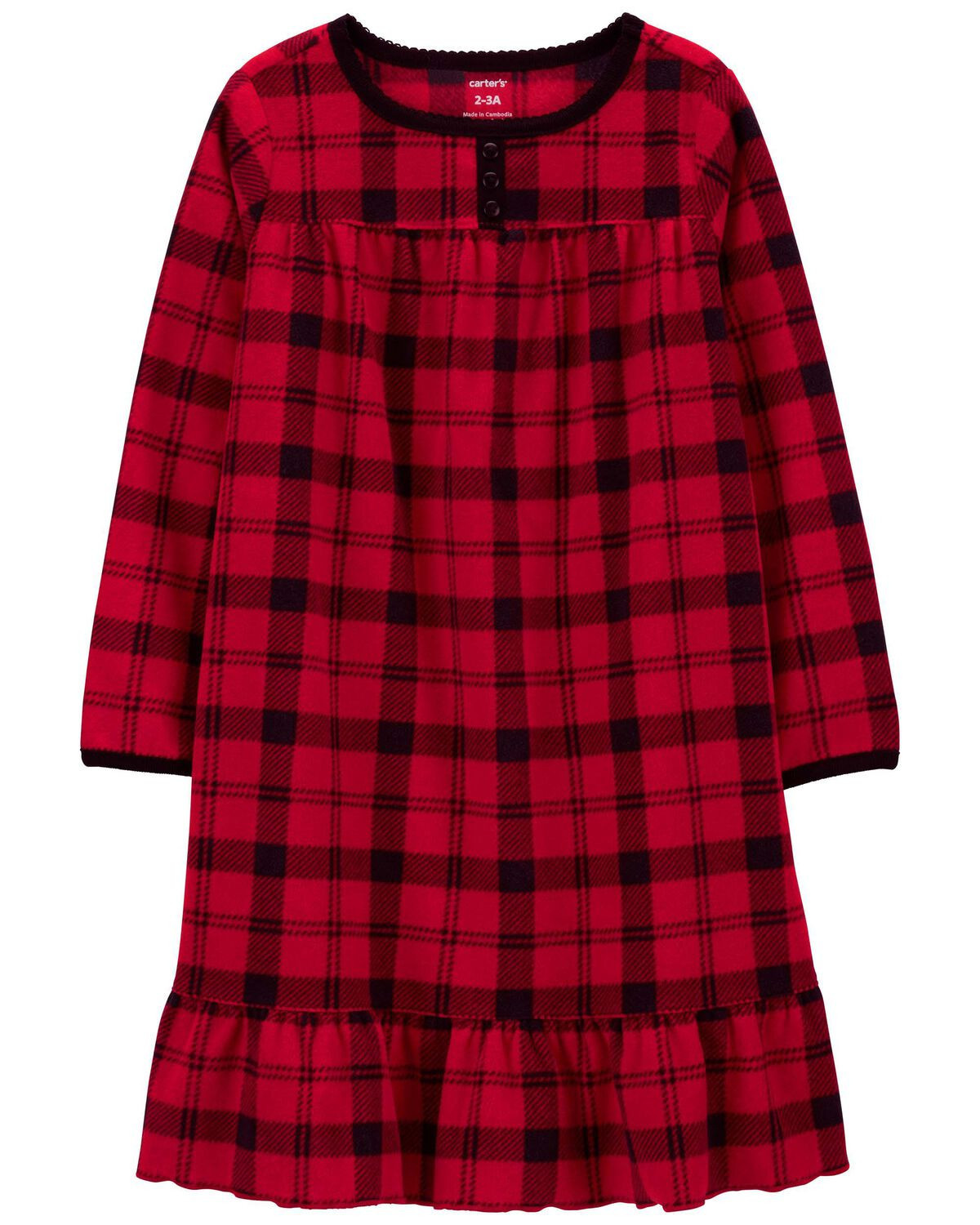 Red/Black Plaid Fleece Nightgown | carters.com | Carter's