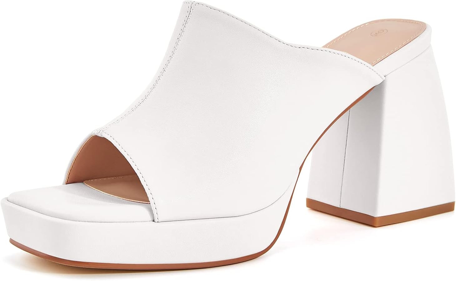 Coutgo Womens Chunky Platform Mules Sandals Slip On Block Heels Square Toe High Heeled Dress Shoe... | Amazon (US)