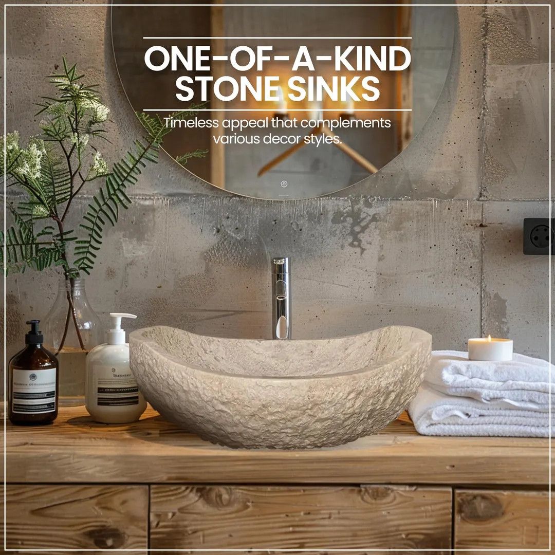 Natural Stone Sink - Rustic Travertine Marble - Hand Carved Vessel Sink - Vanity Bathroom Sink - ... | Etsy (US)