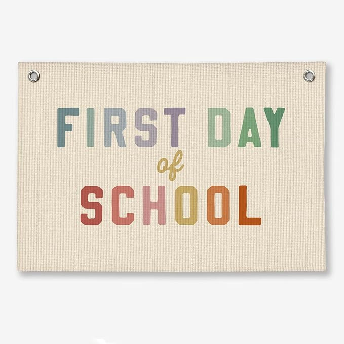Classroom Wall Decor First Day Of School Hanging Linen Banner | Back To School Decorations for Pr... | Amazon (US)