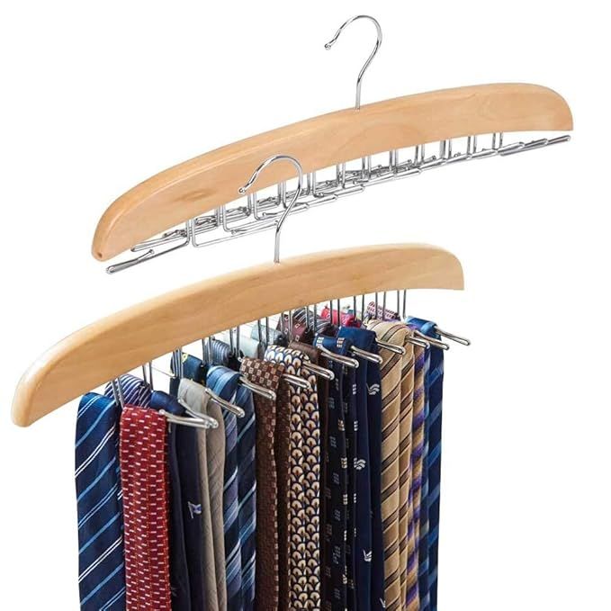 EZOWare [2-Pack Tie Belt Hangers, Adjustable 24 Clip Racks Holder Hook Hanger for Closet Organize... | Amazon (US)