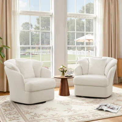 Metal Ring Barrel Chairs Mid Century Modern Fabric Accent Chairs, Swivel Barrel Chairs With Soft Padded Armrest | Wayfair North America