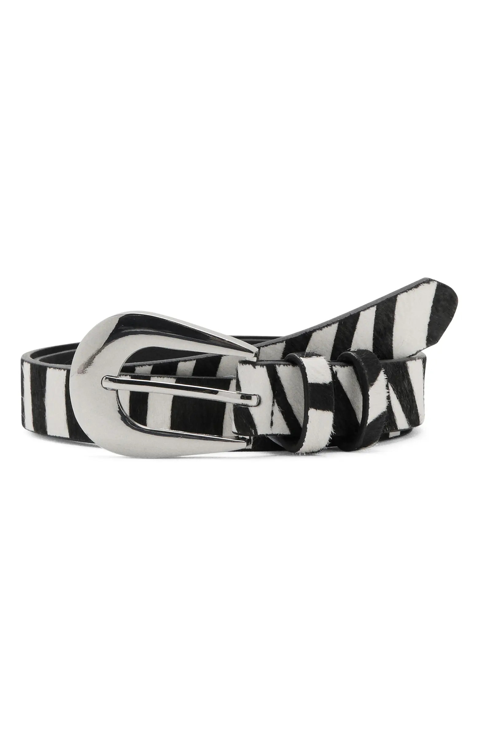 Zebra Print Calf Hair Belt | Nordstrom