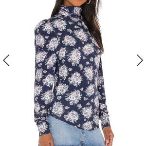 LoveShackFancy Vienna Floral Print Turtleneck Top In Blue | Poshmark