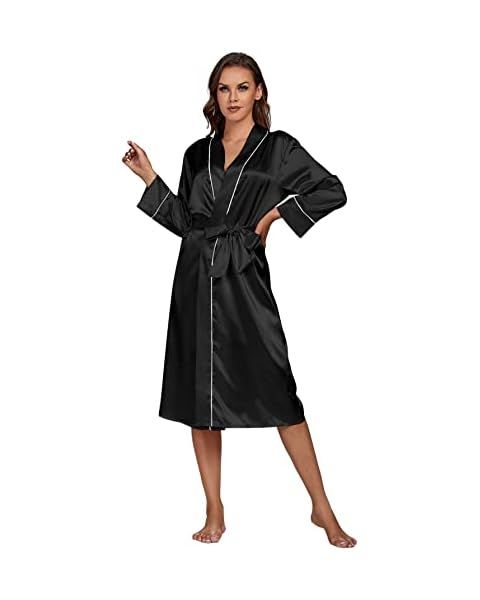 Escalier Women's Silk Robes Satin Kimono Robe Short Silky Bathrobe Bridesmaid Wedding Party Sleep... | Amazon (US)