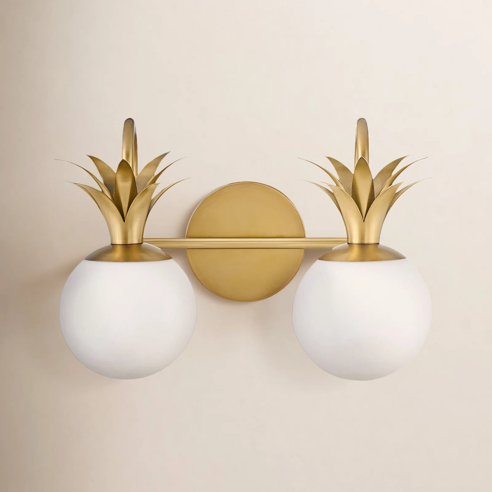 Gazala 2-Light Dimmable Heritage Brass Vanity light | Wayfair North America