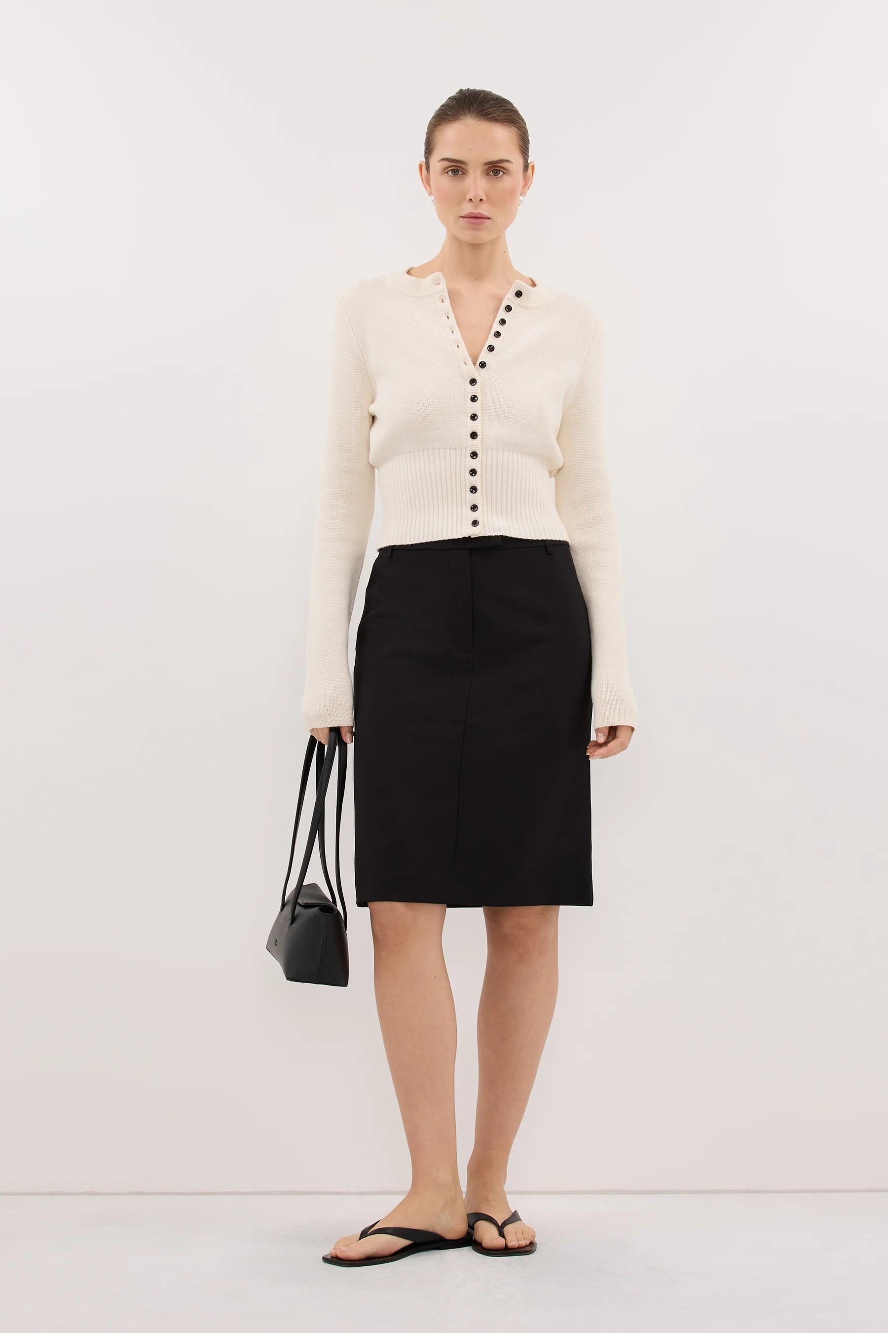 IRIS IVORY CREW KNIT CARDIGAN | DISSH