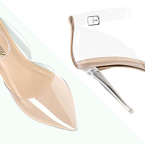 DREAM PAIRS Women’s Clear High Heels Strappy Rhinestone Closed Toe Stiletto Sexy Sparkly Pointe... | Amazon (US)