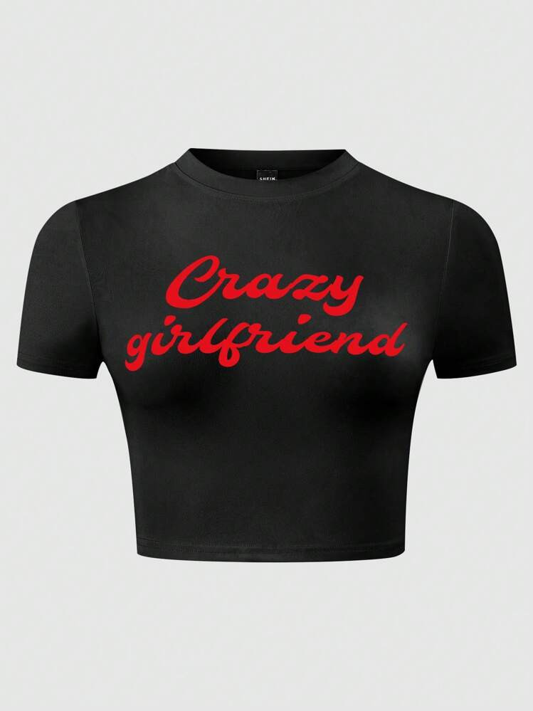 SHEIN MOOSTA Letter Graphic Crop Tee | SHEIN