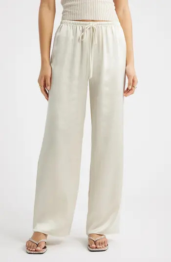 Drawstring Waist Satin Pants | Nordstrom