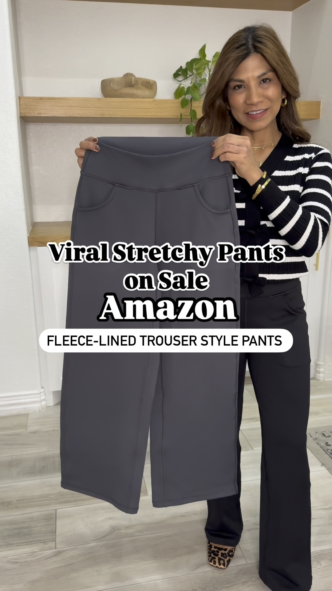 Fleece-lined wide leg pants(Amazon’s bestseller) in size small, 29” length, fit tts, I’m 5’2. Wearing the Dark Grey and Black here.  Also linked the non-fleece version and I wear XS in those. 
White tee in small.
White pullover in small.
Striped sweater with bows in small.
Leopard shoes fit tts.
Sneakers(New Balance) fit tts.
Both bags and accessories are linked.
Amazon finds, fall outfits, winter outfit, casual outfit, teachers outfit, workwear, work outfit, fashion over 50, midlife fashion, petite fashion, travel outfit, airport outfit, over 40 style.


#LTKOver40 #LTKFindsUnder50 #LTKStyleTip
