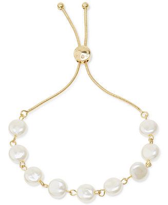 Gold-Tone Mother-of-Pearl Coin Slider Bracelet, Created for Macy's | Macys (US)