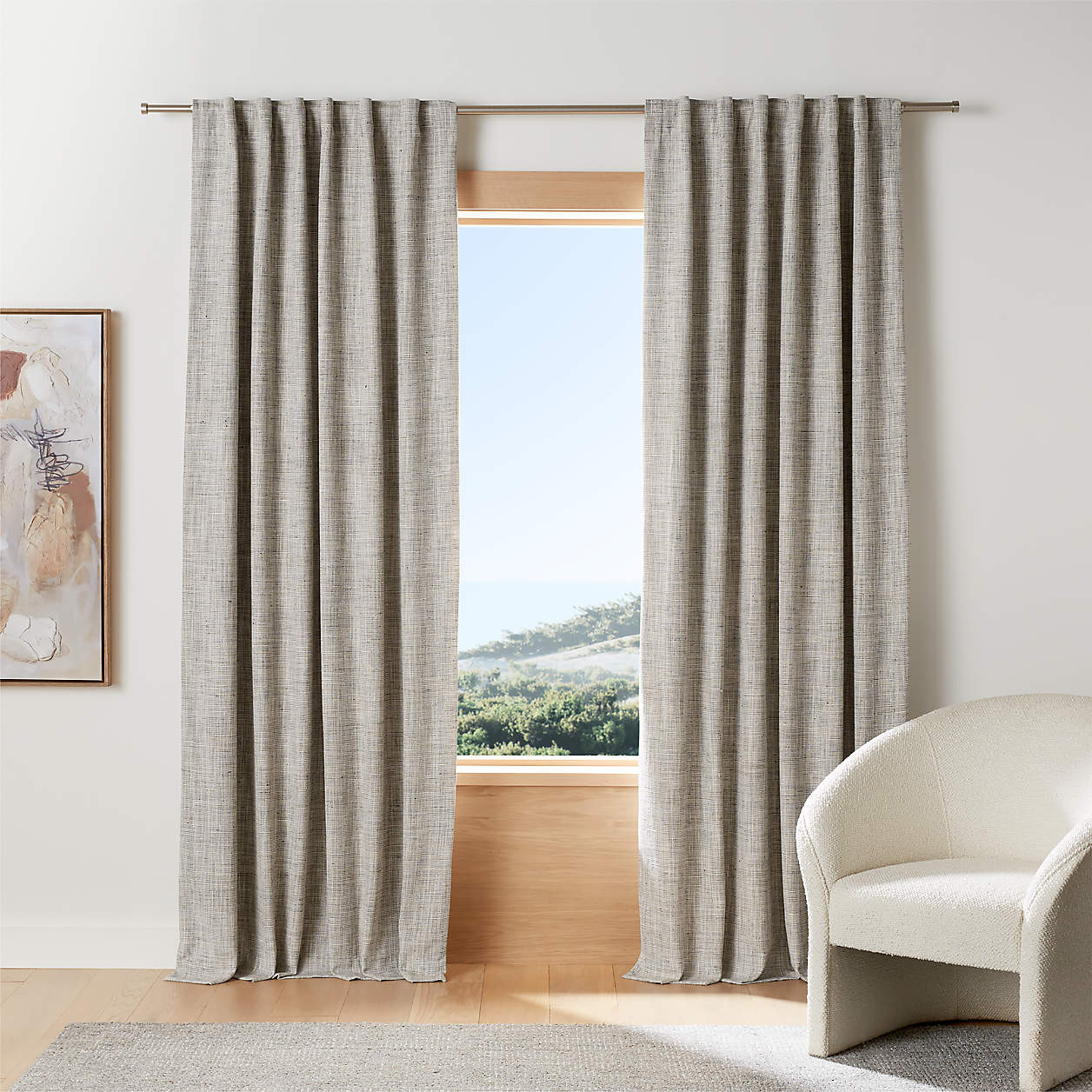 Reid Pebble Grey Recycled Fiber Blackout Window Curtain Panel 52"x96" + Reviews | Crate & Barrel | Crate & Barrel