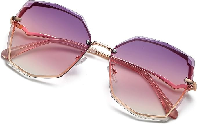 Sunglasses for Women trendy Polygon Oversized Fashion Designer Style Gradient UV400 octagon Lens ... | Amazon (US)