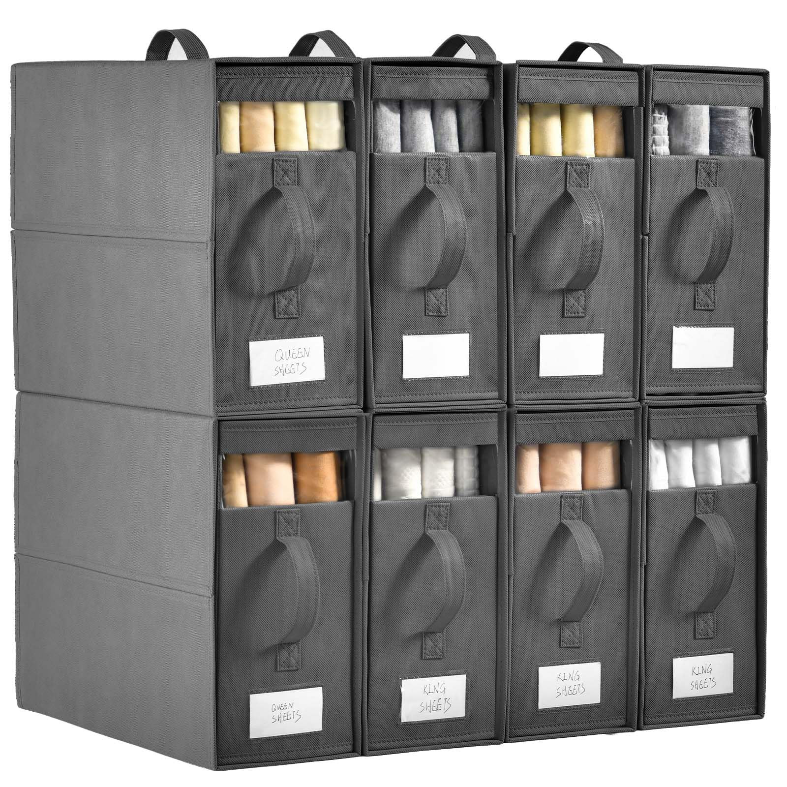 Linen Closet Organizers and Storage, 8 Pack Foldable Bedding Storage for Queen or King Size Bedsh... | Amazon (US)