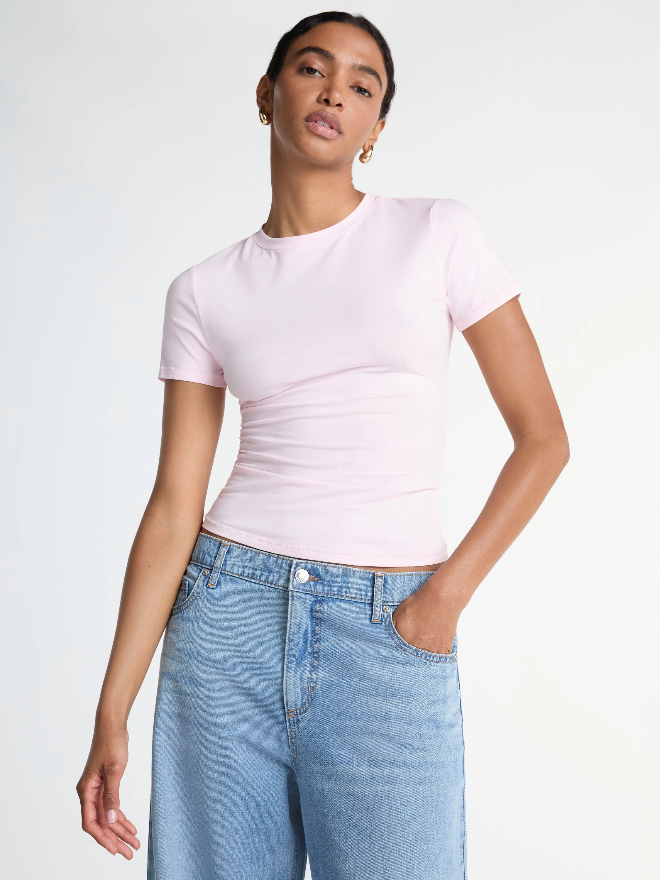 Scoop Women's Ultimate Refined Jersey Knit Fitted Baby Tee, Sizes XS-XXL | Walmart (US)