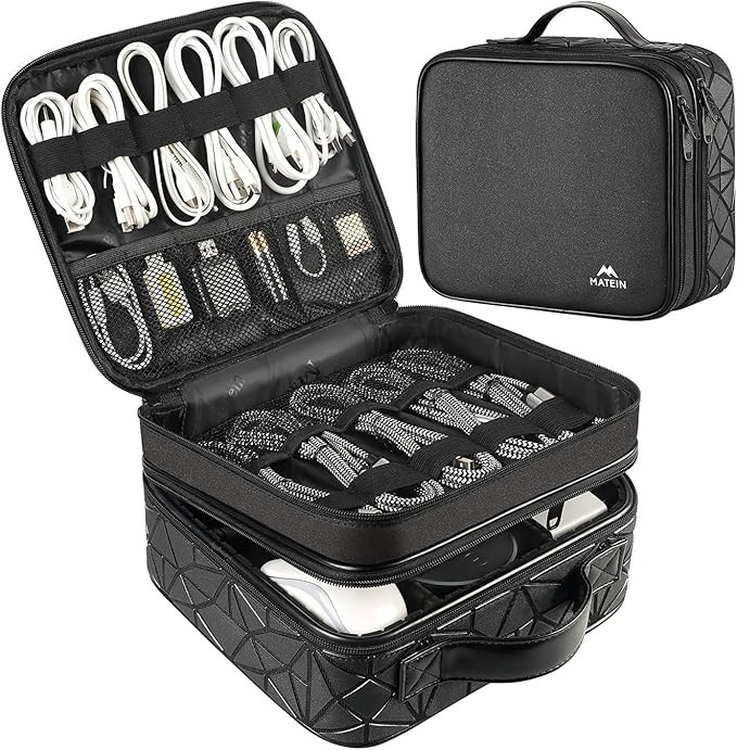 MATEIN Cable Organizer Bag, Waterproof Travel Electronic Storage with Adjustable Divider, Shockpr... | Amazon (US)