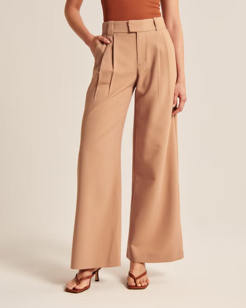 Women's Tailored Relaxed Ultra-Wide Leg Pants | Women's | Abercrombie.com | Abercrombie & Fitch (US)