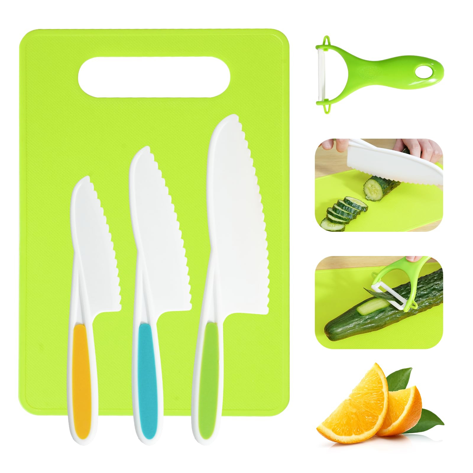 Kids Knife Set, 5 Pcs Montessori Kitchen Tools for Toddlers' Real Cooking, BPA Free Kids Safe Kit... | Amazon (US)