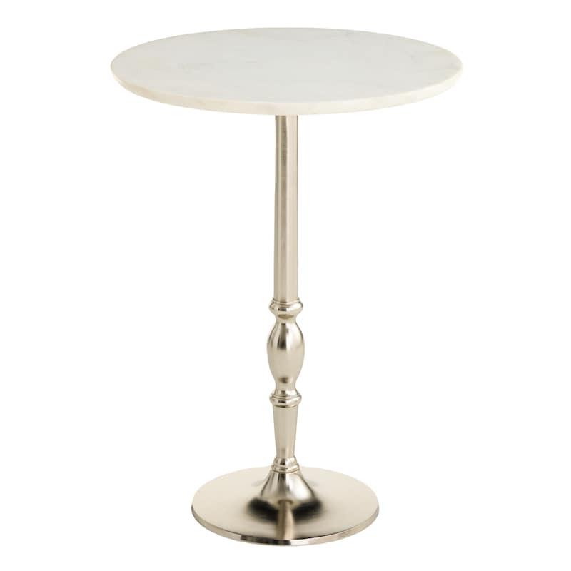 Timmothy Metal & Stone Accent Table, White | At Home
