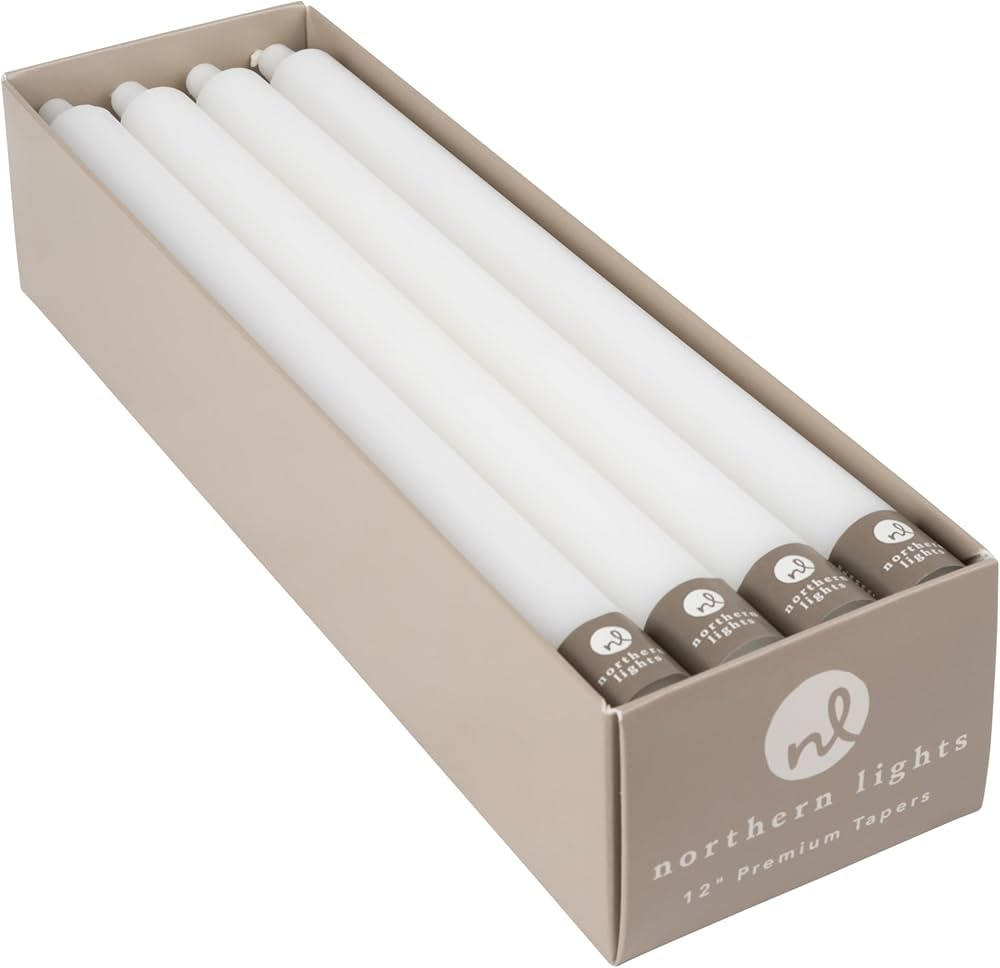 Northern Lights Candles - 12" 12pk Tapers - Pure White - 72789 | Amazon (US)