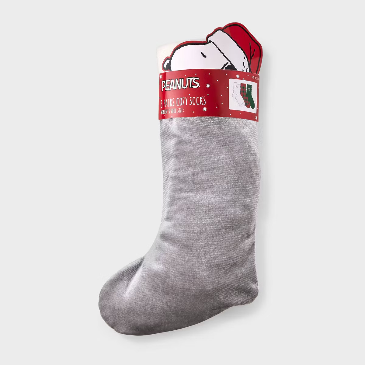 Women's 3pk Peanuts Embroidered Cozy Crew Socks in Velvet Stocking - White/Red/Green 4-10 | Target