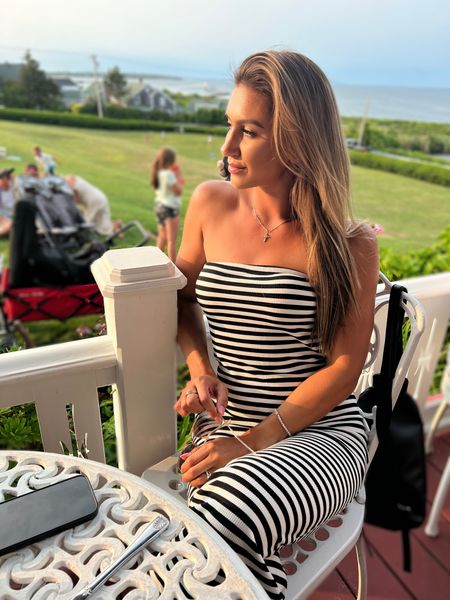 Black and white striped maxi dress 🖤

• casual dress, strapless dress, summer ootd, stripes, boohoo, block island 

#LTKunder50 #LTKSeasonal