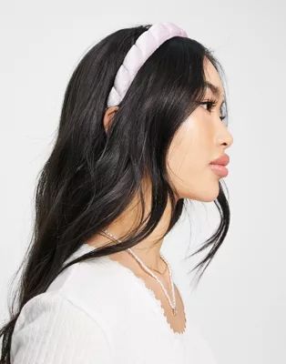 ASOS DESIGN headband with quilted twist in lilac | ASOS (Global)