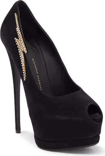 Giuseppe Zanotti Lightning Bolt Peep Toe Stiletto Pump | Nordstromrack | Nordstrom Rack