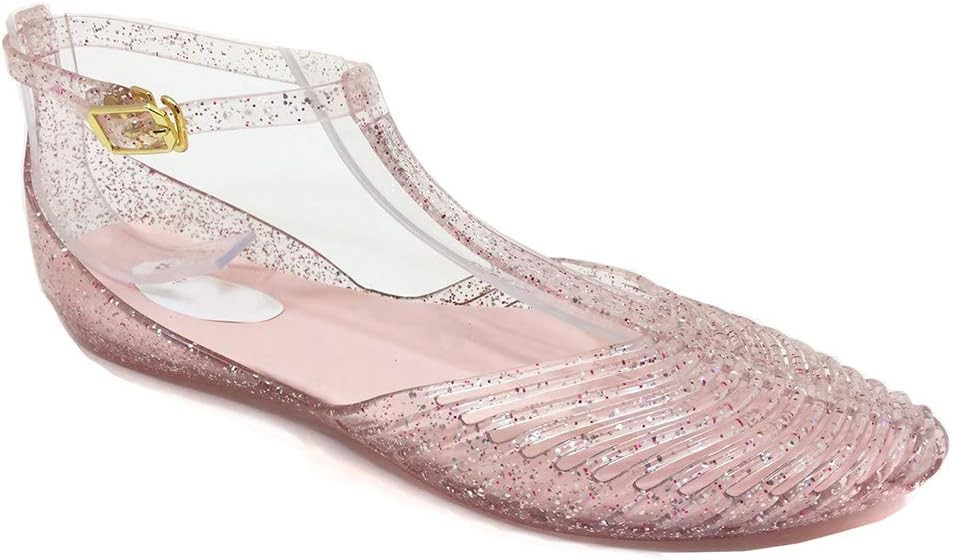 Yehopere Women's T-Strap Jelly Sandal Pointed Toe Clear Summer Beach Flat Sandals | Amazon (US)