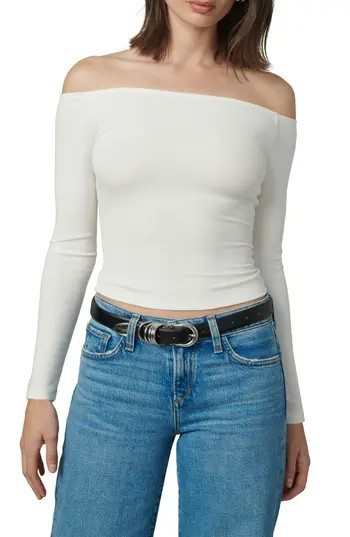 Joe's The Devin Off the Shoulder Crop Top in Ecru at Nordstrom Rack, Size Large | Nordstrom Rack