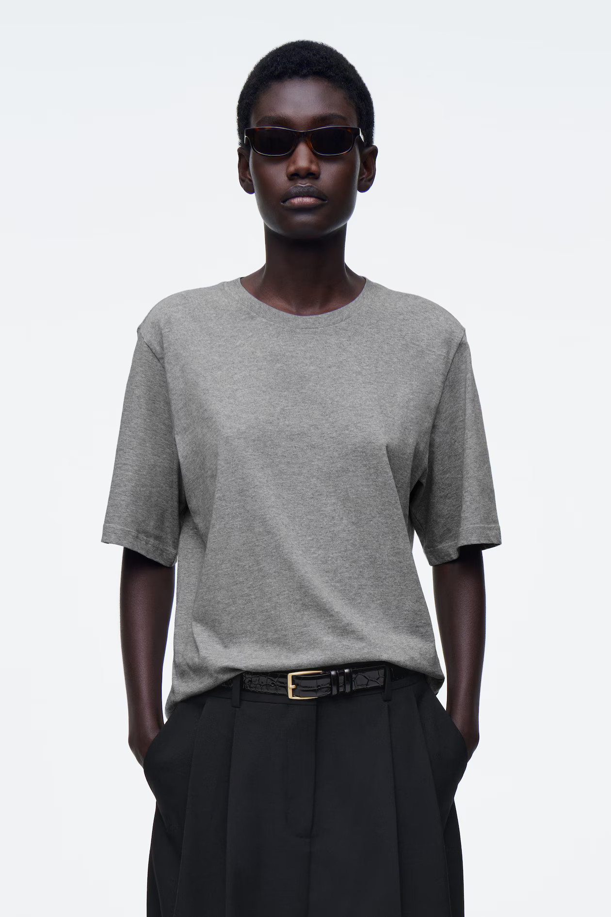 RELAXED COTTON T-SHIRT - GREY MÉLANGE | COS UK