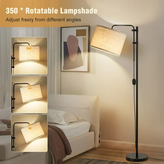 NATYSWAN Floor Lamp for Living Room, Adjustable Height Standing Lamps with 350° Rotate White Lam... | Walmart (US)