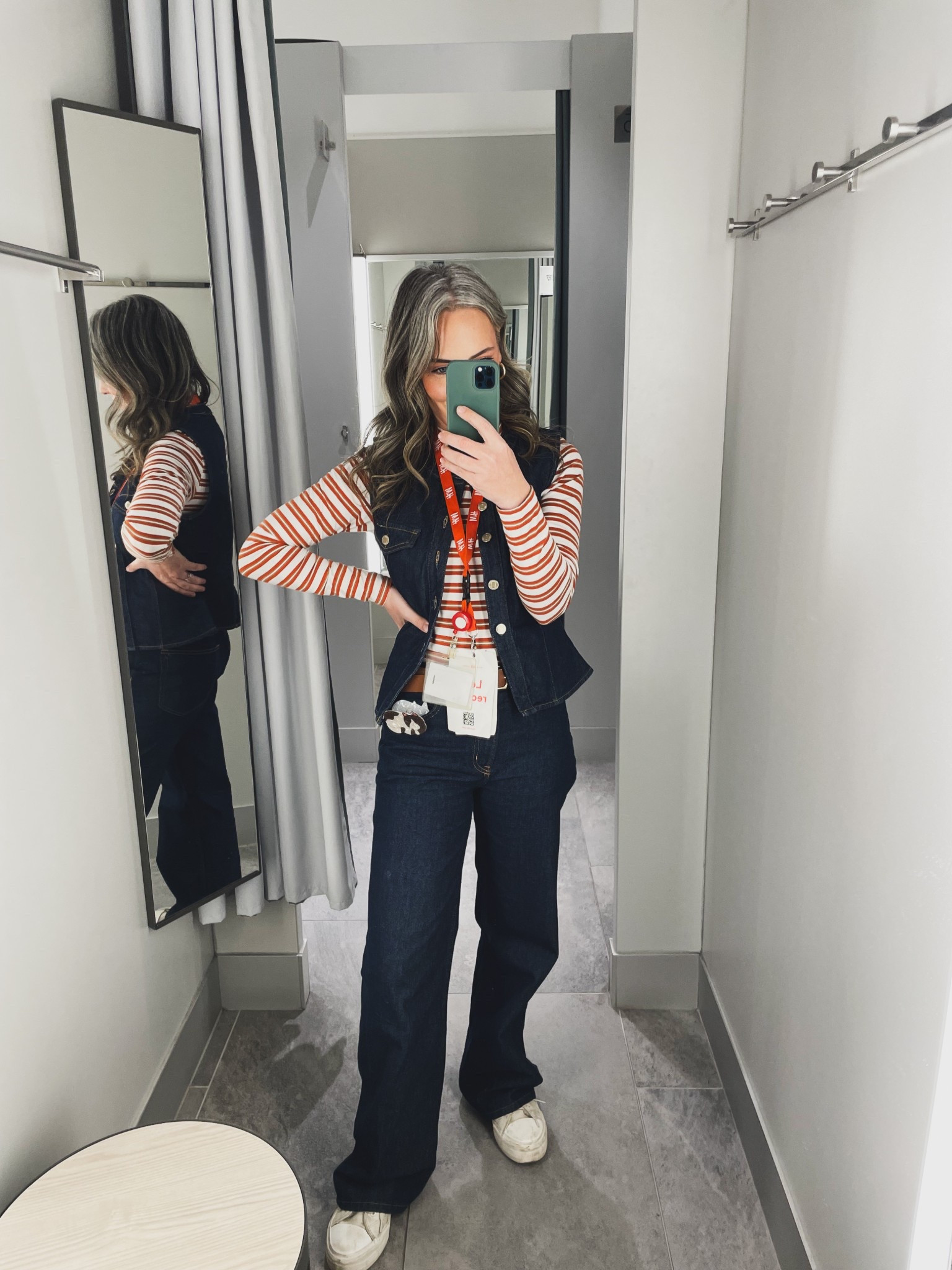 Spring outfit, transitional outfit, denim outfit, denim vest, wide denim, dark denim, 1970s aesthetic, disco, groovy, 70s, teacher outfits, mom fit, H&M, H&M sale

#LTKOver40 #LTKStyleTip #LTKFindsUnder50