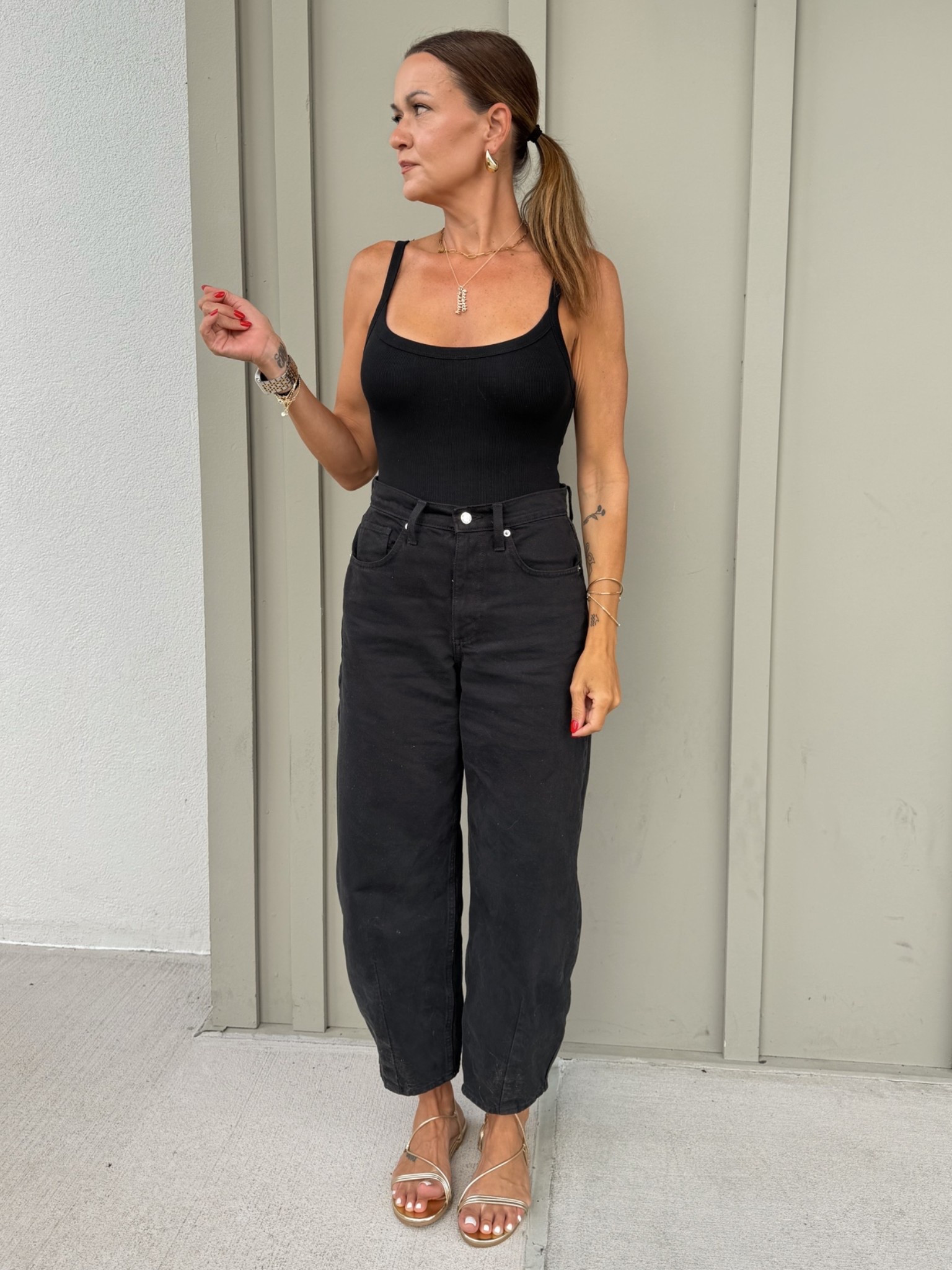 Medium in top 
Size 4 in jeans

#LTKootd #LTKOver40
