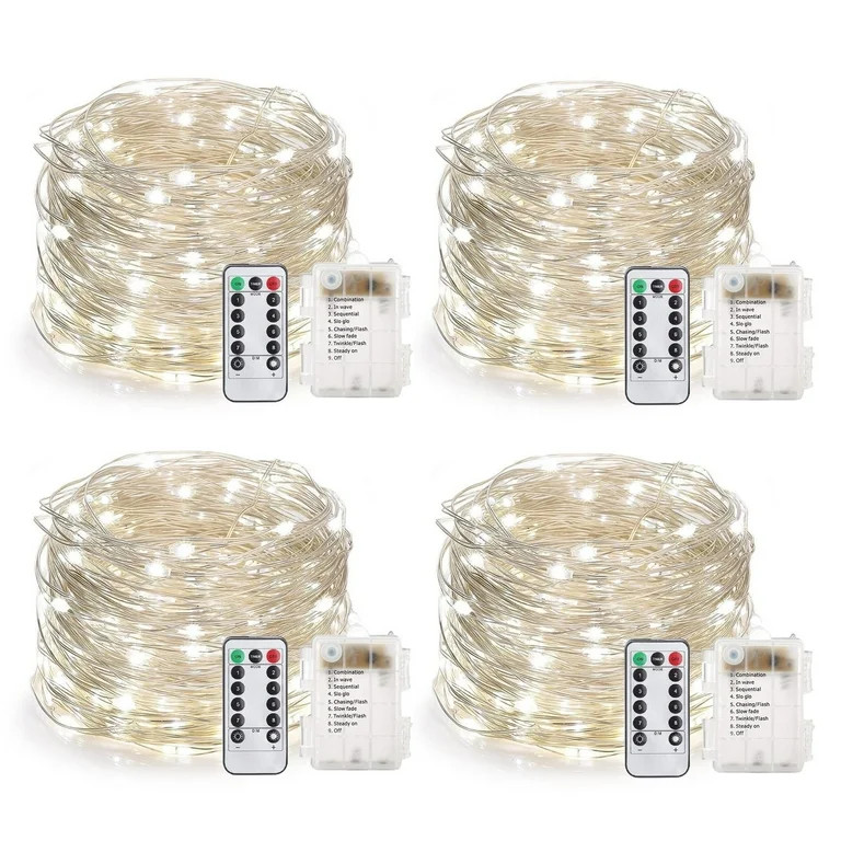 33 Feet 100 Led Fairy Lights Battery Operated with Remote Control Timer Waterproof Copper Wire Tw... | Walmart (US)