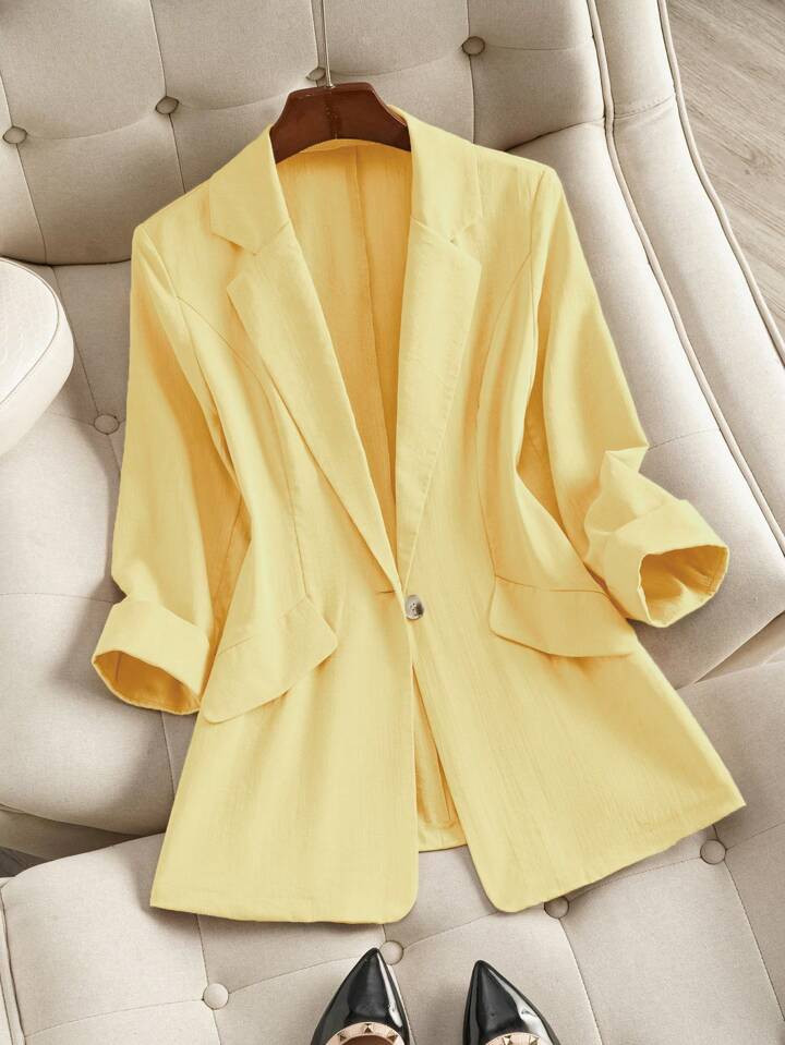 Franclia Women's Solid Color Long Sleeve Simple Fashion Suit Jacket, Suitable For Summer | SHEIN