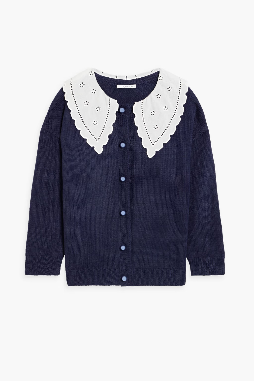 Courtney broderie anglaise-paneled knitted cardigan | The Outnet (US and CA)