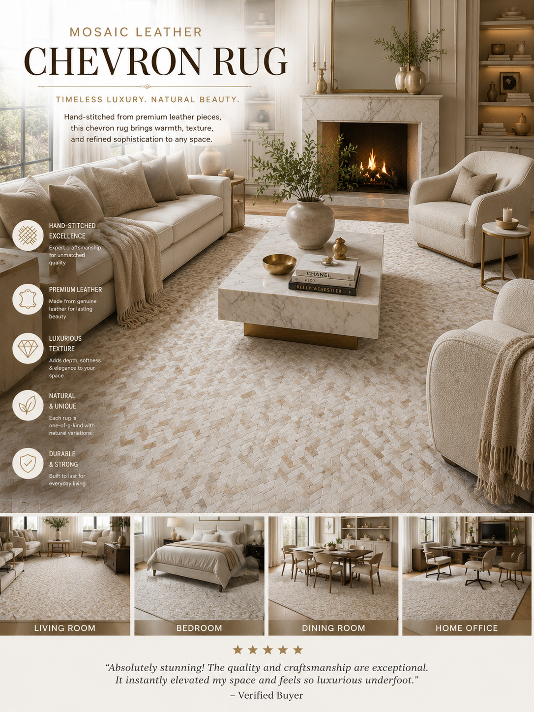 This rug is pure quiet luxury ✨
The soft ivory tones and hand-stitched chevron texture make the whole room feel calm, warm, and incredibly high-end.

It’s one of those pieces that doesn’t scream for attention — but instantly makes the entire space look designer and expensive 🤍

Obsessed with the texture and layered neutral look.

#ltkhome #luxuryinteriors #neutralhome #designerhome #ruglove 

 #LTKHome