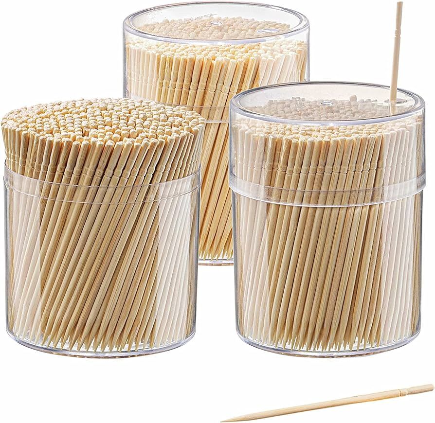 Comfy Package [1500 Count] Bamboo Wooden Toothpicks Wood Round Single-Point Tooth Picks | Amazon (US)