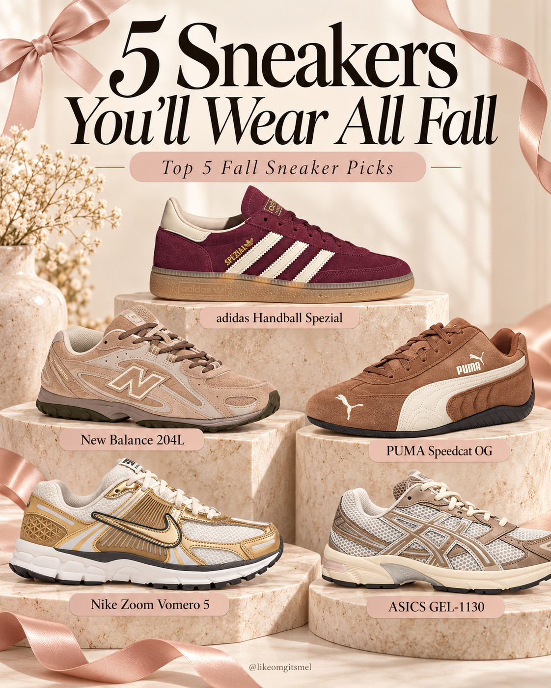 Fall sneaker rotation = handled. 👟🍂 

These are the trending sneakers I’d wear on repeat this season—the perfect mix of retro runners, slim sporty silhouettes + rich fall colorways that make even a simple jeans-and-sweater outfit feel styled.

Top 5 Fall Sneaker Picks:
- 🍷@adidas  Handball Spezial — retro suede style with the prettiest rich burgundy color for fall
- 🤎 New Balance 204L — neutral, low-profile sneaker that works effortlessly with everyday outfits
- 🍫 PUMA Speedcat OG — sleek suede racing-inspired sneaker for that sporty, fashion-forward look
- ✨ @Nike US Zoom Vomero 5 — chunky retro runner that adds an elevated sporty feel to casual outfits
- 🤍 ASICS GEL-1130 — neutral mesh sneaker that’s easy to style with denim, leggings + athleisure

I love that every pair gives you a completely different way to wear the retro sneaker trend while still being versatile enough for everyday fall outfits. 

Think straight-leg denim, trousers, leggings, oversized knits, trench coats + casual travel days. 🤎

📌 Save this for fall sneaker trends, casual fall outfits + everyday shoe inspiration.

Everything is Linked! ↓

#LTKActive #LTKSaleAlert #LTKTravel