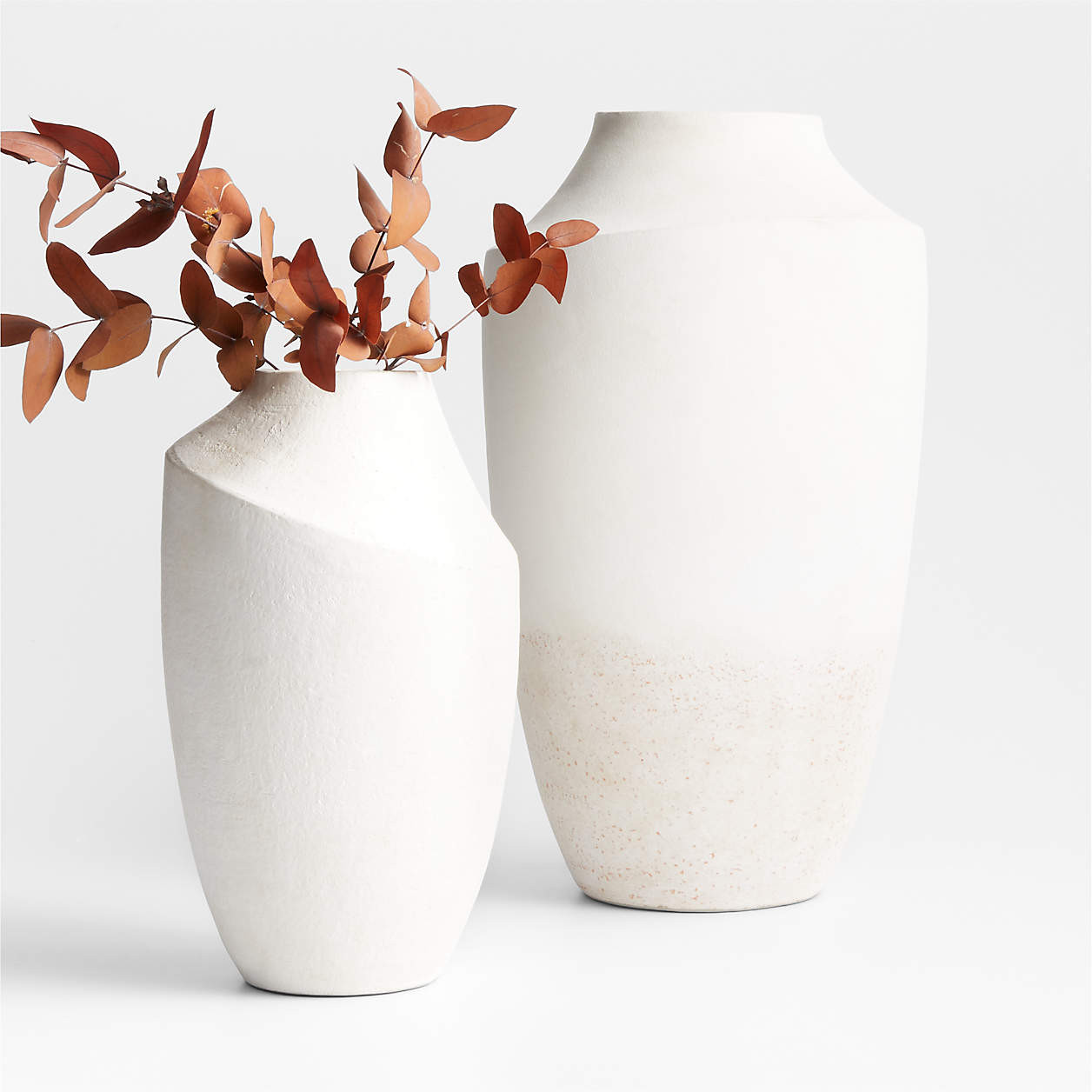 Slope White Ceramic Vase 17" + Reviews | Crate & Barrel | Crate & Barrel