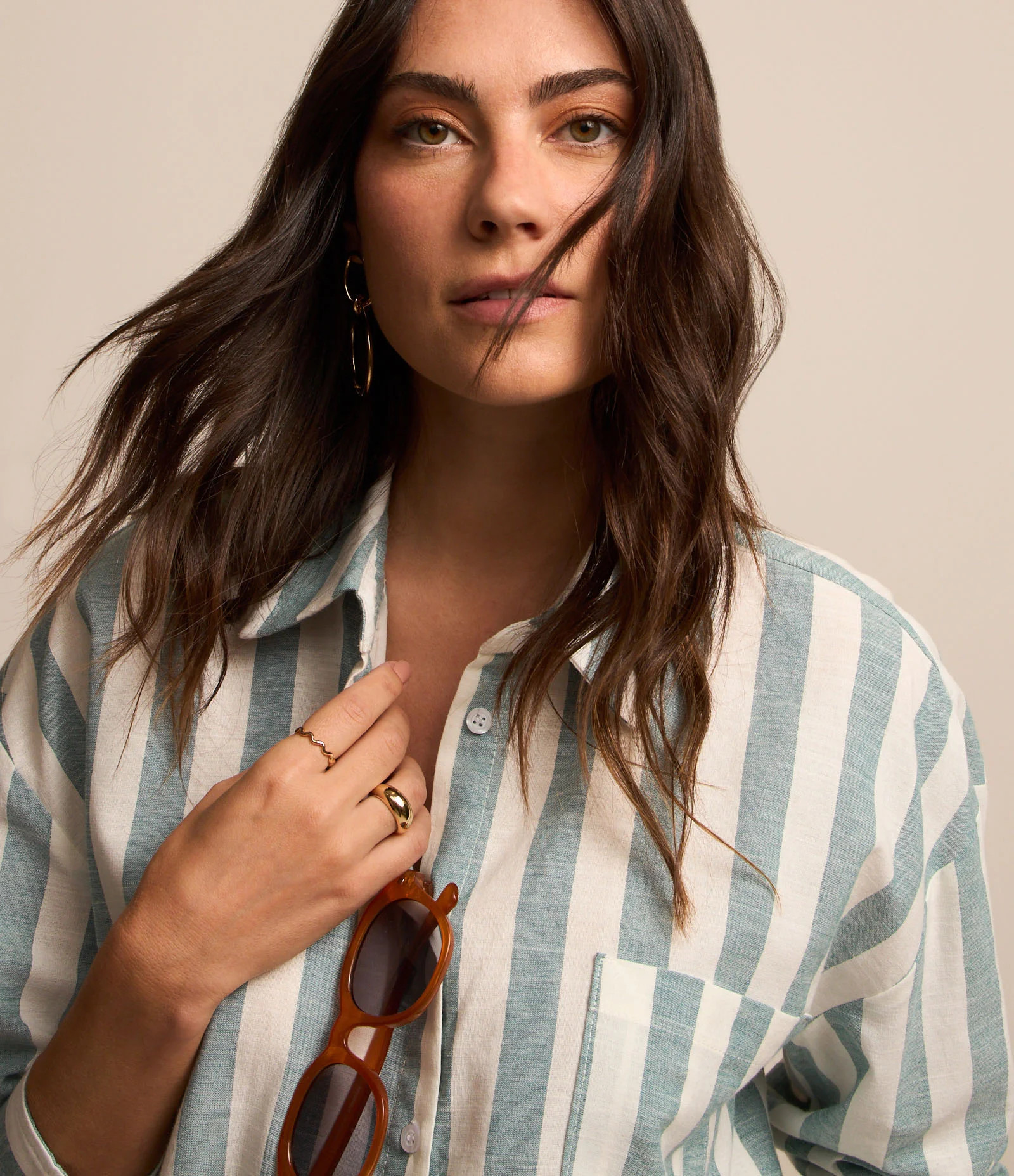 Camisa em Tricoline Listrado com Bolso Verde/Branco - Lojas Renner | Renner (BR)