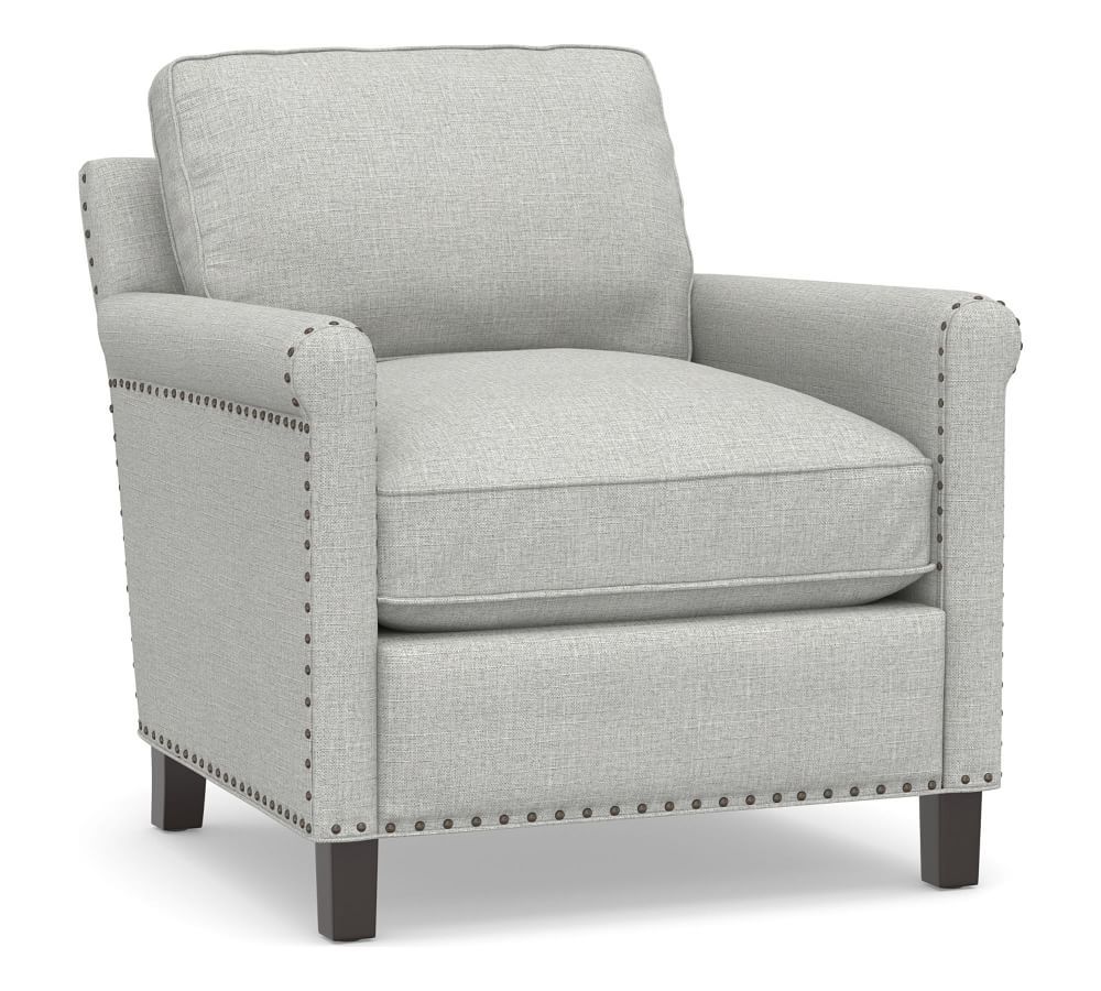 Tyler Roll Arm Upholstered Armchair With Nailheads | Pottery Barn (US)