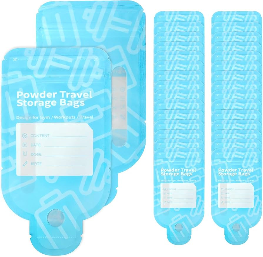Protein Powder Travel Container Bags, 60Pcs Leakproof Bottle-Shaped Disposable Powder Travel Stor... | Amazon (US)