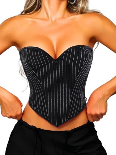 Heart Corset Top For Women, Sexy Concert Outfits Going Out, Strapless Crop Top, Overbust Bustier | Amazon (US)