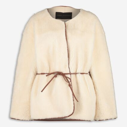 Cream Sheepskin Reversible Jacket | TK Maxx